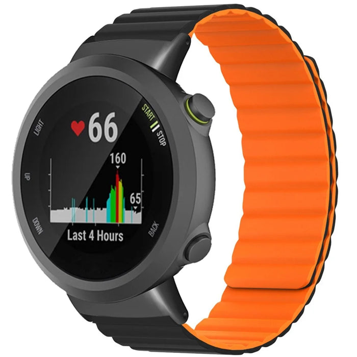 Replacement Strap for Garmin Forerunner 45S / Forerunner 45 / Swim 2 Magnetic Silicone Watch Band - Black+Orange - 3