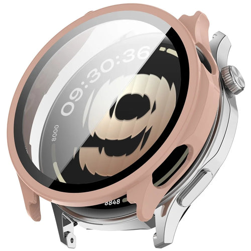 For Oppo Watch S Hard PC Watch Protective Case with Tempered Glass Film - Pink - 1