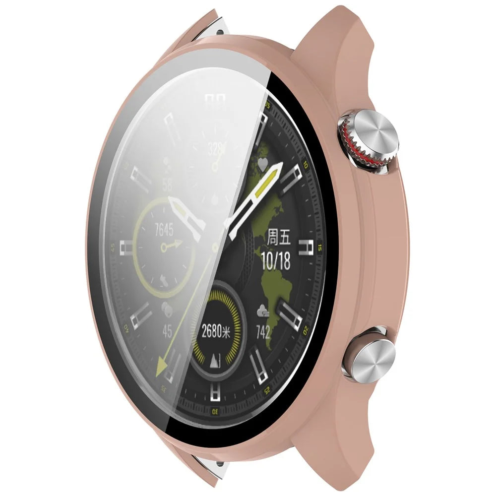 For Honor Watch 5 Pro Hard PC Watch Protective Case with Tempered Glass Film - Pink - 5