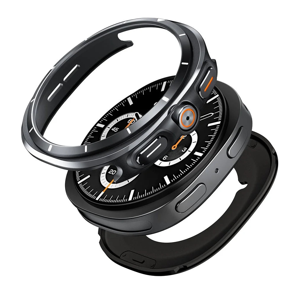 For Samsung Galaxy Watch8 40mm Case Transfer to Samsung Galaxy Watch Ultra 47mm Zinc Alloy + PC Watch Cover - Black + White - 1