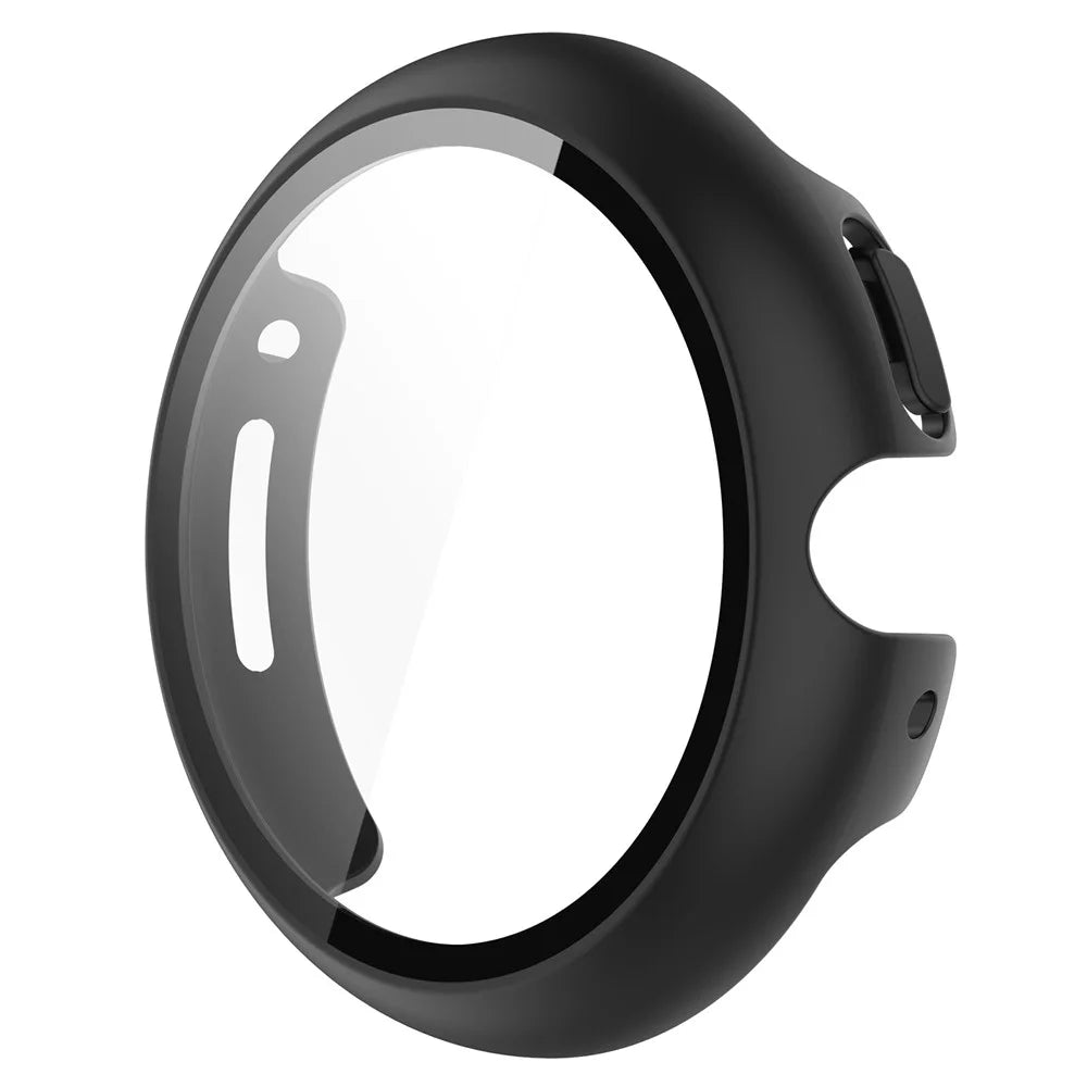 For Google Pixel Watch 4 41mm Case Hard PC Watch Protective Cover with Tempered Glass Film - Black - 2