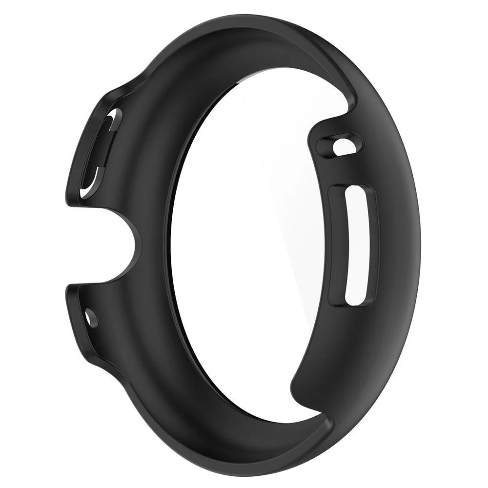 For Google Pixel Watch 4 41mm Case Hard PC Watch Protective Cover with Tempered Glass Film - Black - 3