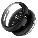 For Google Pixel Watch 4 45mm Case Hard PC Watch Protective Cover with Tempered Glass Film - Black - 1