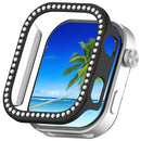 For Xiaomi Redmi Watch 6 Protective Case Hollow Design Hard PC Rhinestone Decor Cover - Electroplated Black - 1