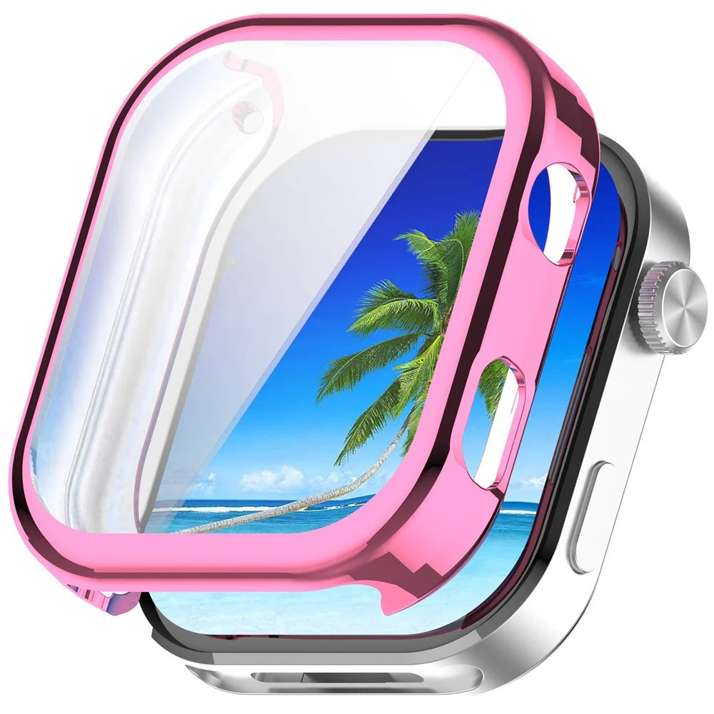For Xiaomi Redmi Watch 6 Protective Case Full Coverage TPU Smartwatch Cover with Screen Protector - Electroplated Pink - 1