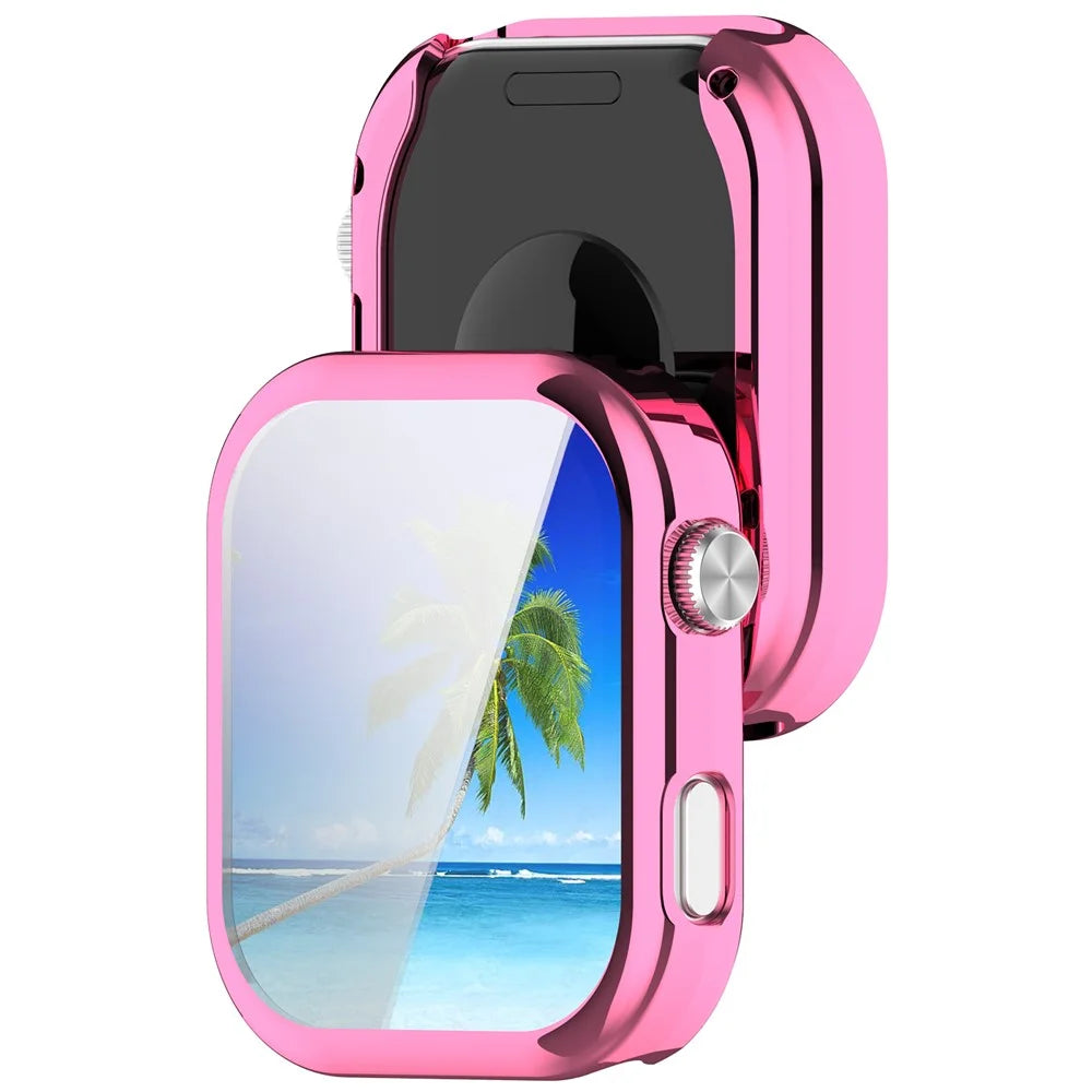 For Xiaomi Redmi Watch 6 Protective Case Full Coverage TPU Smartwatch Cover with Screen Protector - Electroplated Pink - 6