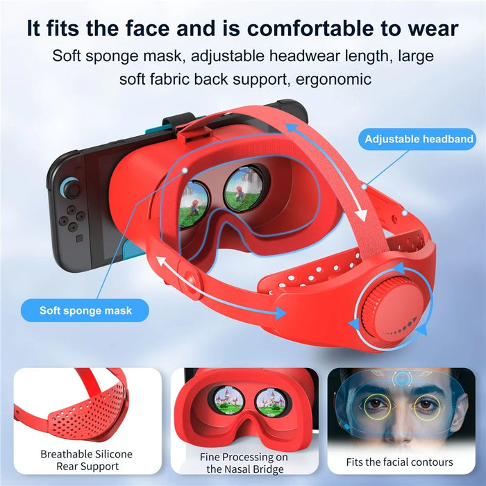 STARTRC GAMES VR Headset for Nintendo Switch 2 Immersive Gaming Experience VR Glasses Ergonomic - Red Blue - 6