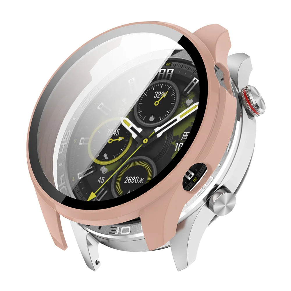 ENKAY HAT PRINCE For Honor Watch 5 Pro Watch Case   Rubberized Hard PC Cover with Tempered Glass - Pink - 1
