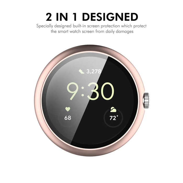 ENKAY HAT PRINCE For Google Pixel Watch 4 45mm Watch Case   Rubberized Hard PC Cover with Tempered Glass - White - 3