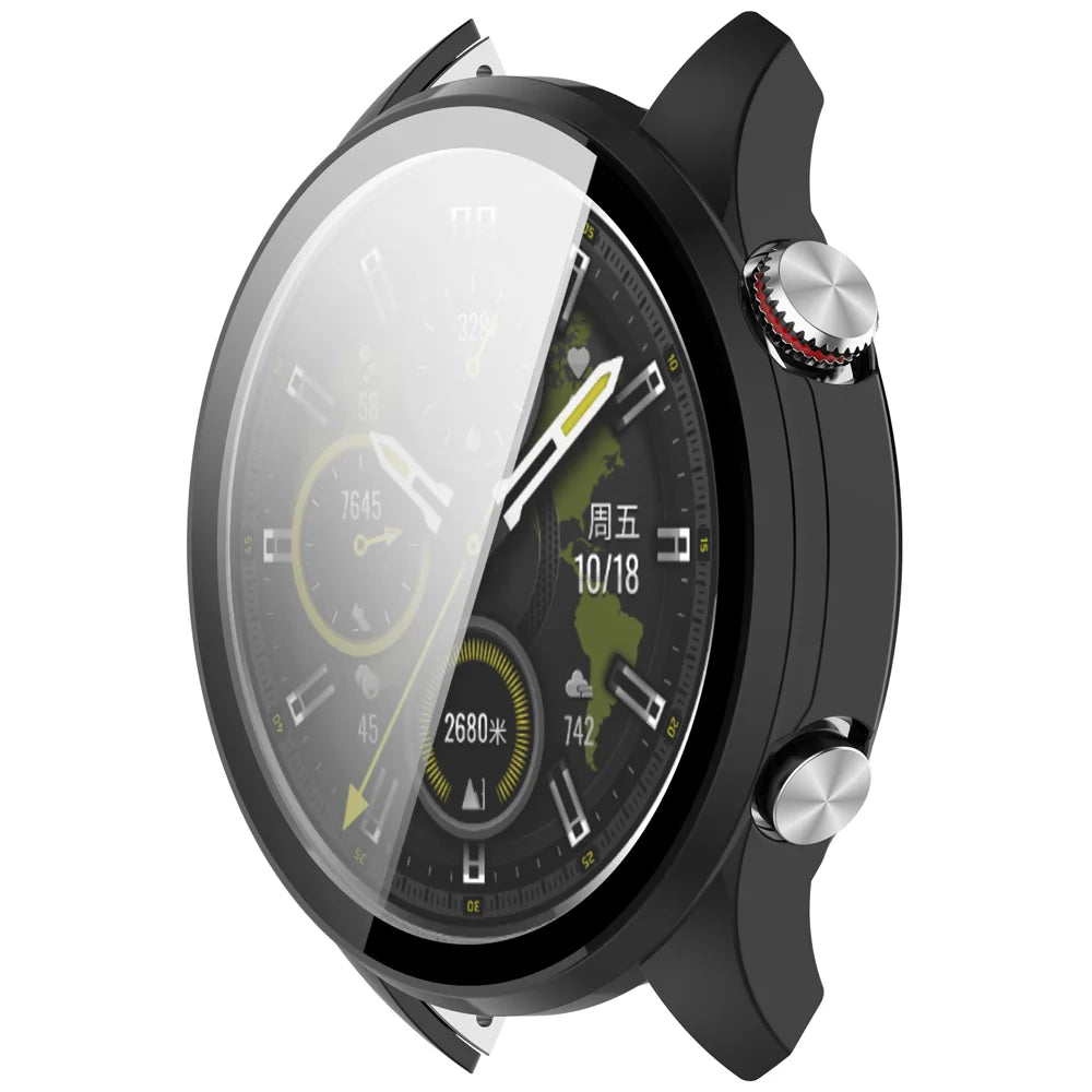 WANLONFENG For Honor Watch 5 Pro Watch Case  PC Frame Cover with Tempered Glass Screen Protector - Black - 2