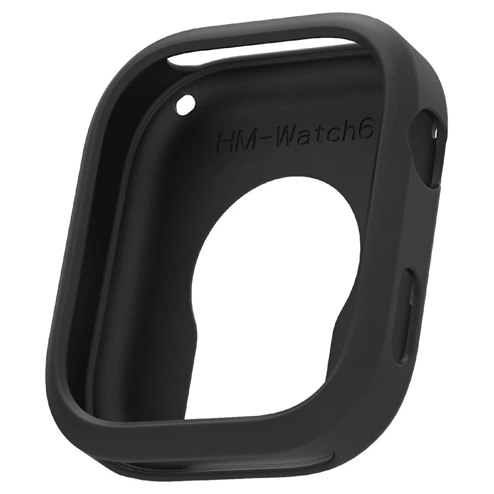 For Xiaomi Redmi Watch 6 Watch Case Soft Silicone Hollow Watch Frame Cover - Black - 1