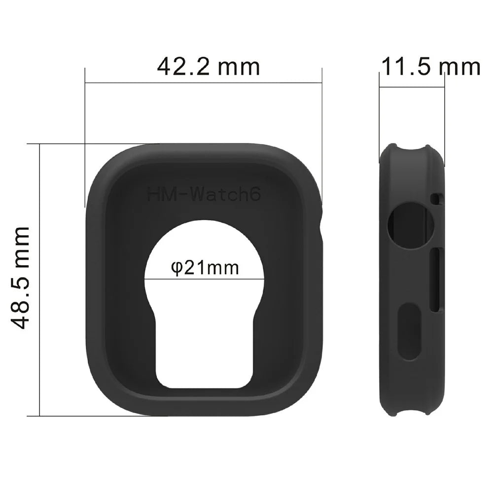 For Xiaomi Redmi Watch 6 Watch Case Soft Silicone Hollow Watch Frame Cover - Black - 4