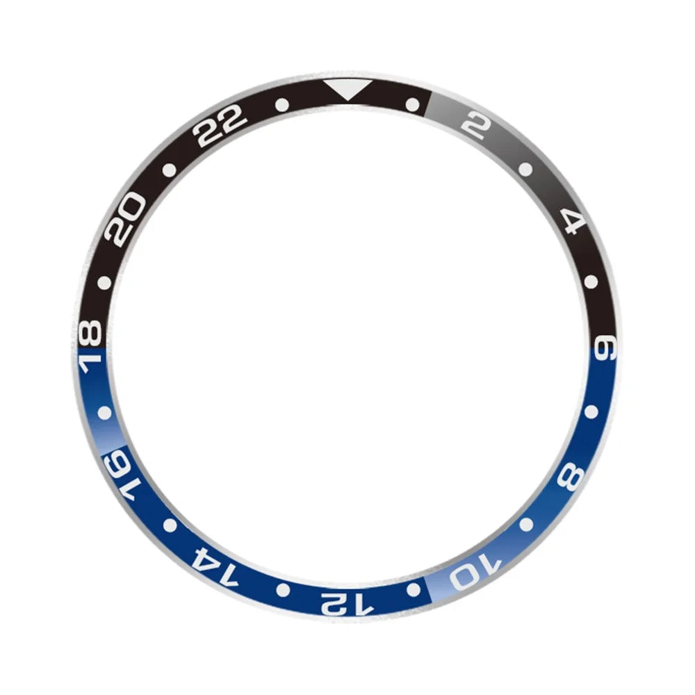 For Huawei Watch GT 5 46mm Bezel Ring Aluminum Alloy Dual Color Protective Cover Ring - Black+Blue  /  White Characters - 2