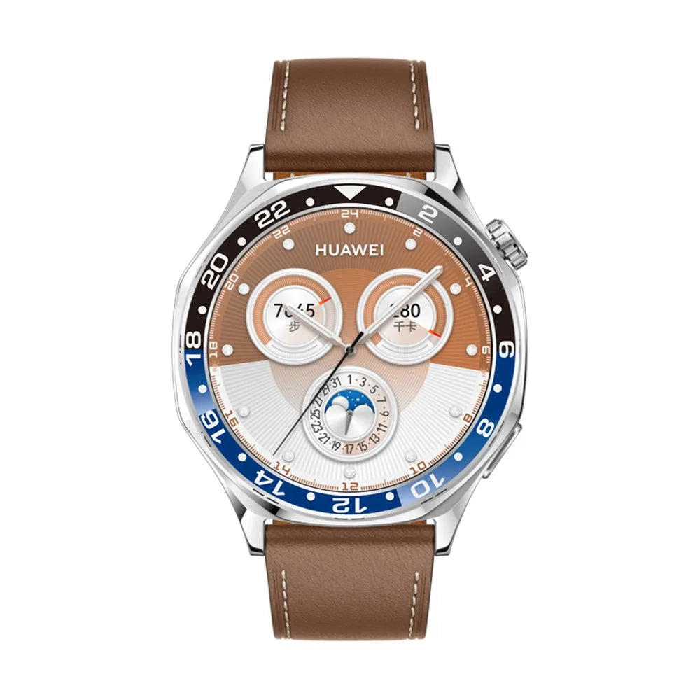 For Huawei Watch GT 5 46mm Bezel Ring Aluminum Alloy Dual Color Protective Cover Ring - Black+Blue  /  White Characters - 3