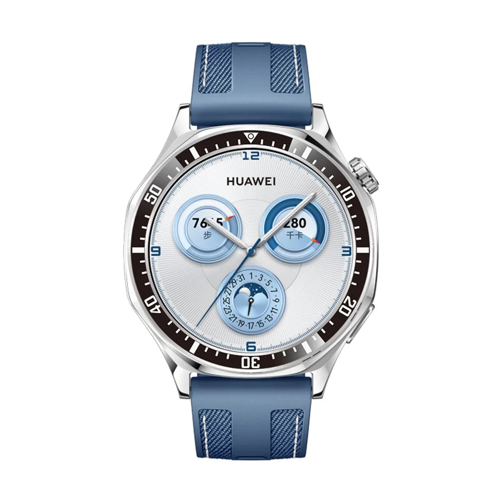 For Huawei Watch GT 5 46mm Bezel Ring Anti Scratch Aluminum Alloy Adhesive Cover - Black  /  White Characters - 5