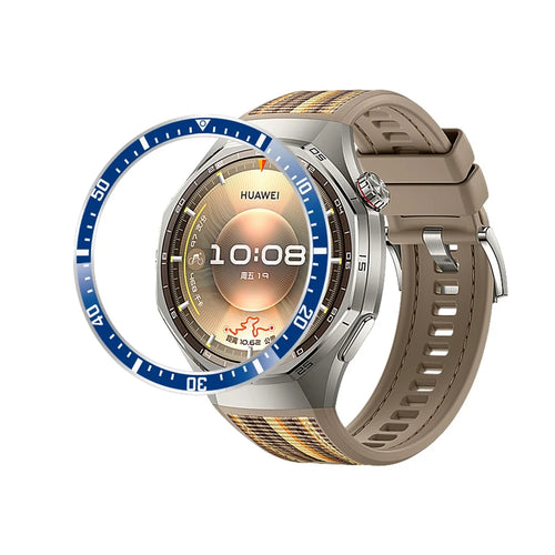 For Huawei Watch GT 6 Pro 46mm Bezel Ring Anti Scratch Aluminum Alloy Adhesive Cover - Blue  /  White Characters - 1