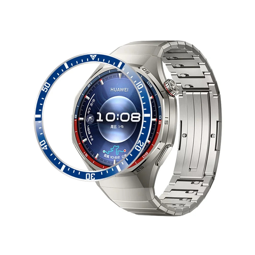 For Huawei Watch GT 6 Pro 46mm Bezel Ring Anti Scratch Aluminum Alloy Adhesive Cover - Blue  /  White Characters - 4