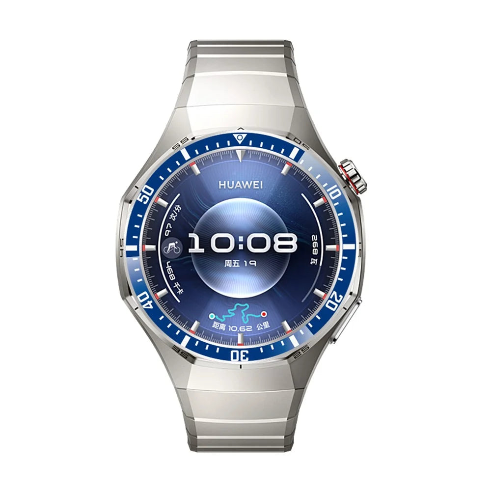For Huawei Watch GT 6 Pro 46mm Bezel Ring Anti Scratch Aluminum Alloy Adhesive Cover - Blue  /  White Characters - 5