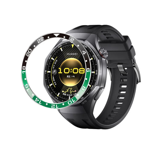For Huawei Watch GT 6 Pro 46mm Bezel Ring Aluminum Alloy Dual Color Protective Cover Ring - Black+Green  /  White Characters - 1