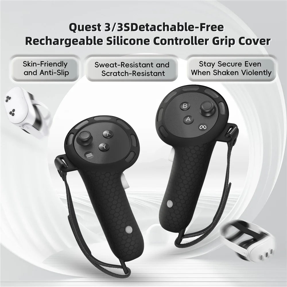 STARTRC GAMES For Meta Quest 3 / 3S Controller Sleeve with 2 Batteries, VR Headset Handle Grip Silicone Cover - 4