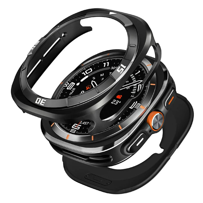 For Samsung Galaxy Watch7 44mm Watch Case Aluminum Alloy + PC Protective Cover - Black / White - 1
