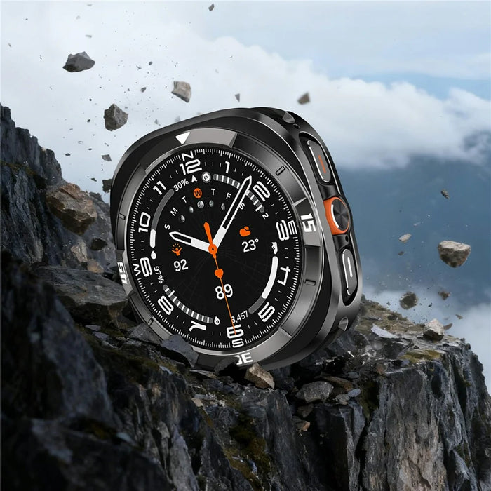 For Samsung Galaxy Watch7 44mm Watch Case Aluminum Alloy + PC Protective Cover - Black / White - 6