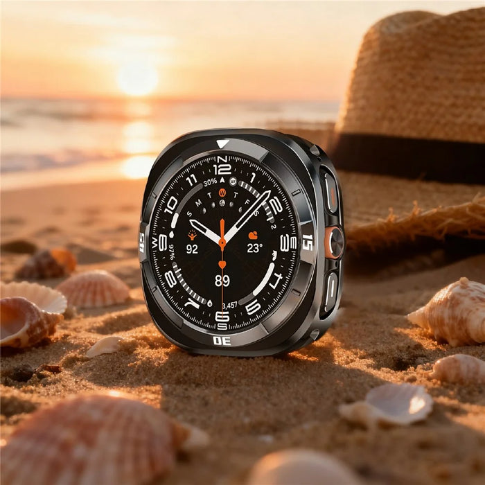 For Samsung Galaxy Watch7 44mm Watch Case Aluminum Alloy + PC Protective Cover - Black / White - 7