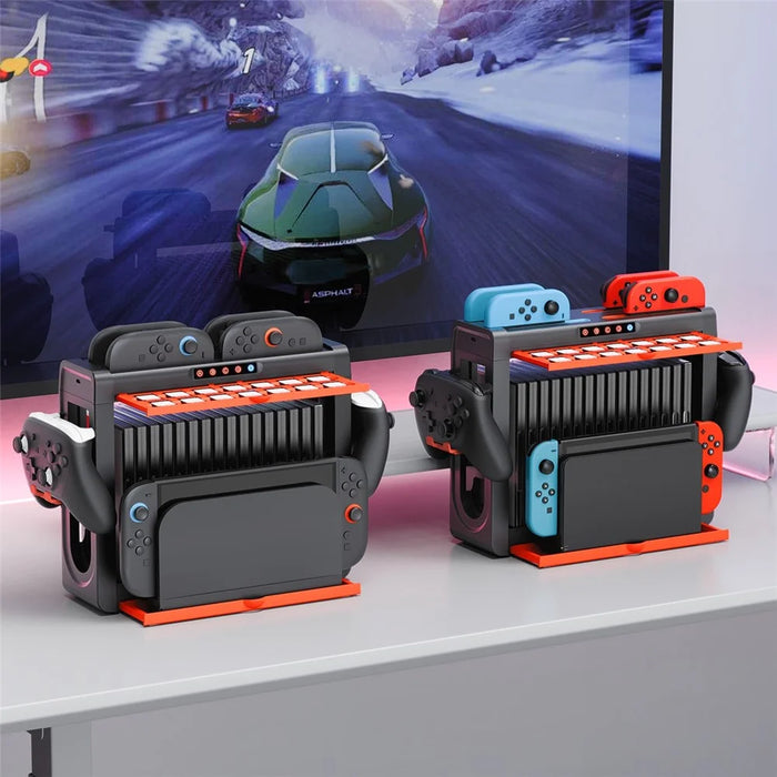 IPEGA PG-SW2027 Charging Dock for Nintendo Switch  /  Switch 2 Storage Holder Charging Stand with 8 Slot Controller Charger  /  USB Port  /  Game Card Slots - 6