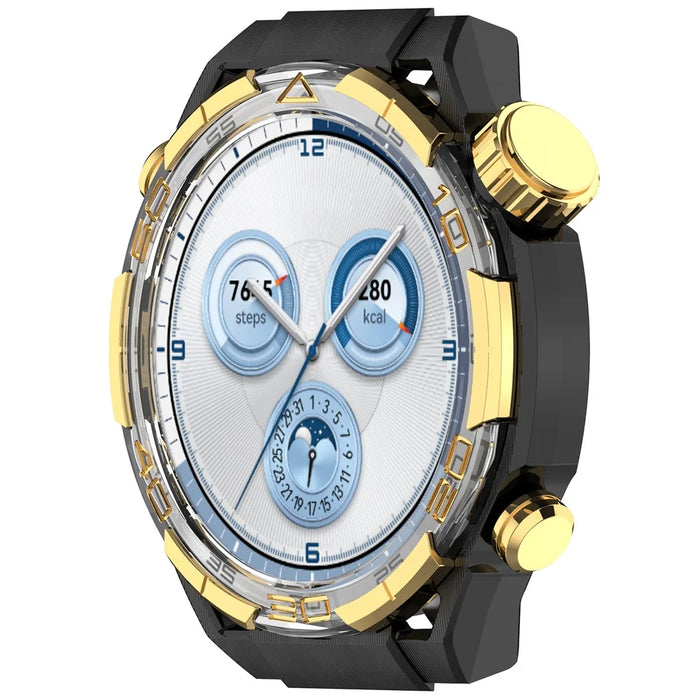 For Huawei Watch GT 5 46mm Case Hollow Design Hard PC Protective Cover Scratch Resistant - Black / Gold - 2