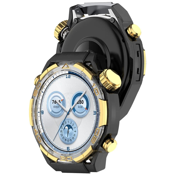 For Huawei Watch GT 5 46mm Case Hollow Design Hard PC Protective Cover Scratch Resistant - Black / Gold - 3