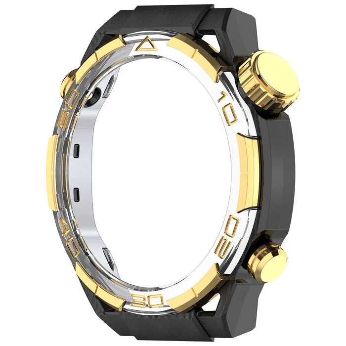 For Huawei Watch GT 5 46mm Case Hollow Design Hard PC Protective Cover Scratch Resistant - Black / Gold - 4