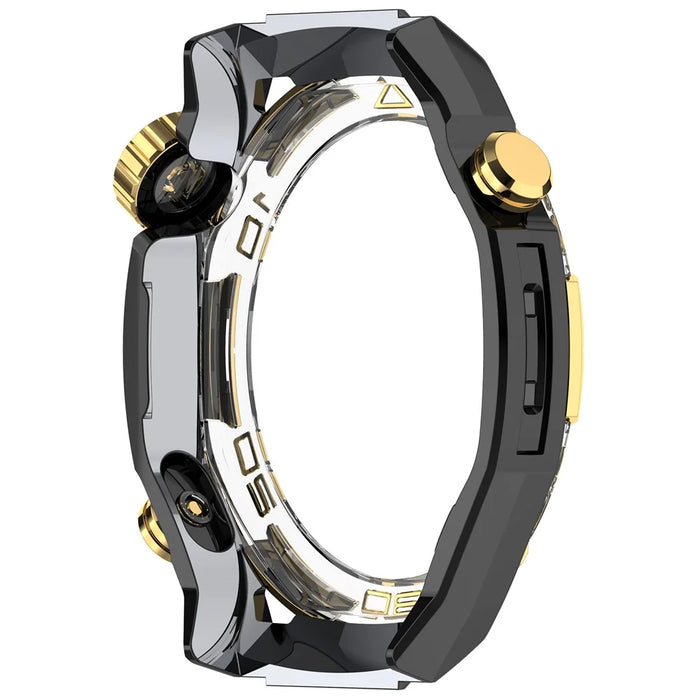 For Huawei Watch GT 5 46mm Case Hollow Design Hard PC Protective Cover Scratch Resistant - Black / Gold - 5