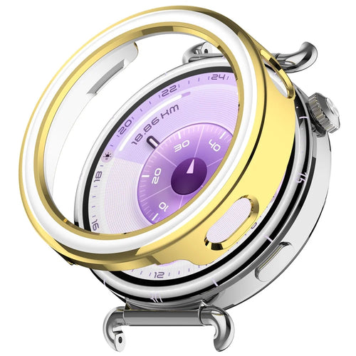 For Huawei Watch GT 6 41mm / 5 41mm Half Coverage Hollow-Out Protective Frame PC Watch Case - Gold / White - 1