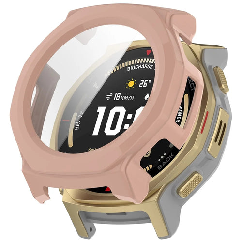 For Huami Amazfit T-Rex 3 Pro 44mm Hard PC Watch Case with Tempered Glass Screen Film - Pink - 1