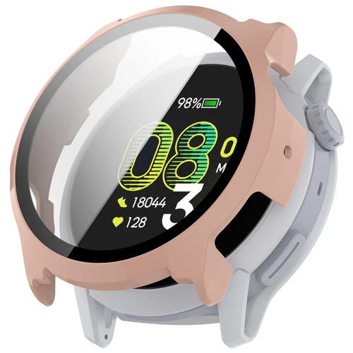 For Coros Pace 4 Case Hard PC Watch Protective Cover with Tempered Glass Film - Pink - 1