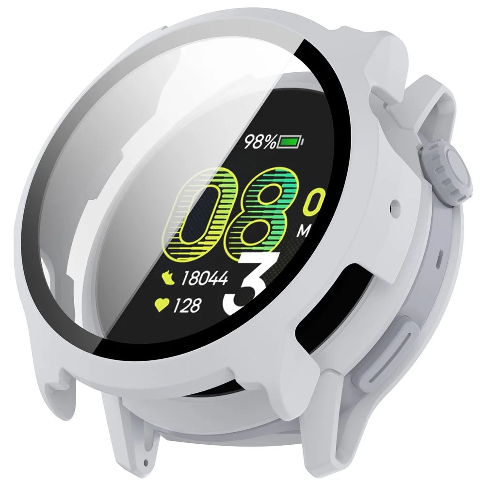For Coros Pace 4 Case Hard PC Watch Protective Cover with Tempered Glass Film - Matte Grey - 1