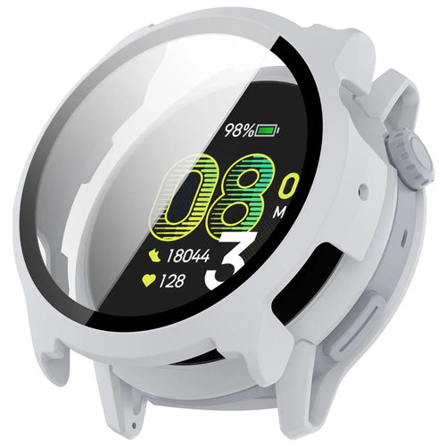 For Coros Pace 4 Case Hard PC Watch Protective Cover with Tempered Glass Film - Matte Grey - 1