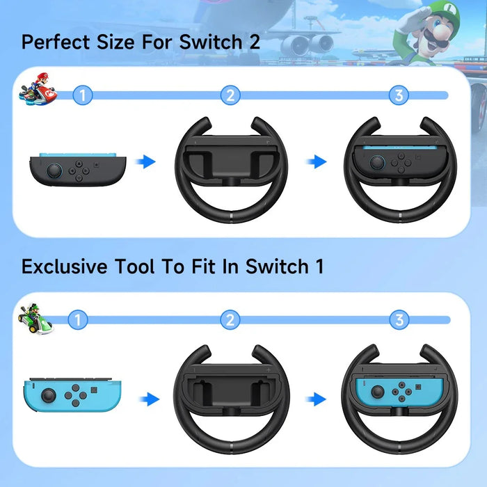EASYSMX A01 For Nintendo Switch 2  /  Switch Left and Right Joy-Con Controller Holder Racing Steering Wheel Grip Handle - 6