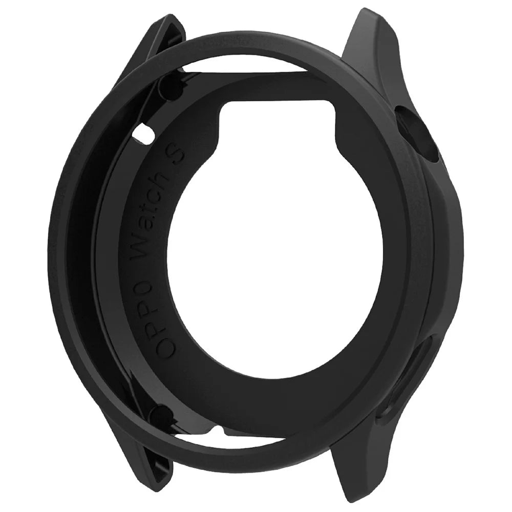 For Oppo Watch S Case Soft Silicone Hollow Watch Frame Cover - Black - 1