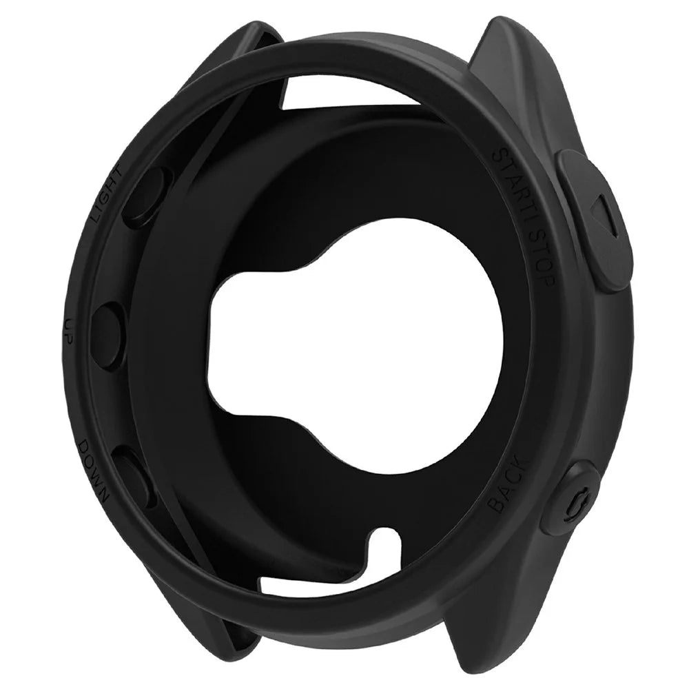 For Garmin Forerunner 965 Watch Case Soft Silicone Hollow Watch Frame Cover - Black - 1
