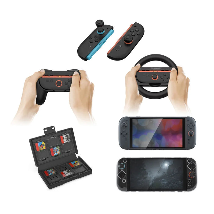 DOBE FOMIS ELECTRONICS TNS-51108 17 in 1 Accessory Kit for Nintendo Switch 2 Carrying Case Steering Wheel Grip Screen Protector Joy-Stick Caps - 2