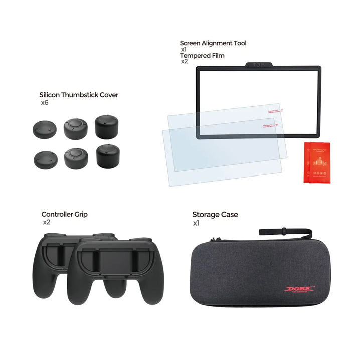 DOBE FOMIS ELECTRONICS TNS-51108 17 in 1 Accessory Kit for Nintendo Switch 2 Carrying Case Steering Wheel Grip Screen Protector Joy-Stick Caps - 5