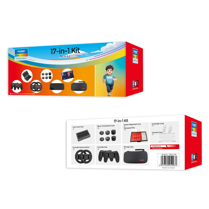 DOBE FOMIS ELECTRONICS TNS-51108 17 in 1 Accessory Kit for Nintendo Switch 2 Carrying Case Steering Wheel Grip Screen Protector Joy-Stick Caps - 7