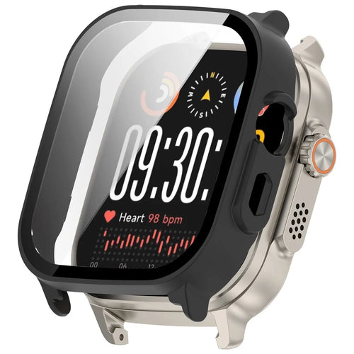 For Realme Watch 5 Hard PC Watch Case with Tempered Glass Screen Film - Black - 1