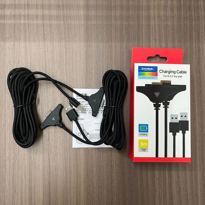DOBE FOMIS ELECTRONICS 2Pcs Magnetic Charging Cable for Nintendo Switch Joy-Con 3m Dual Controller Charging Cord with LED Indicator - Black - 5