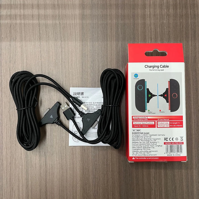 DOBE FOMIS ELECTRONICS 2Pcs Magnetic Charging Cable for Nintendo Switch Joy-Con 3m Dual Controller Charging Cord with LED Indicator - Black - 6