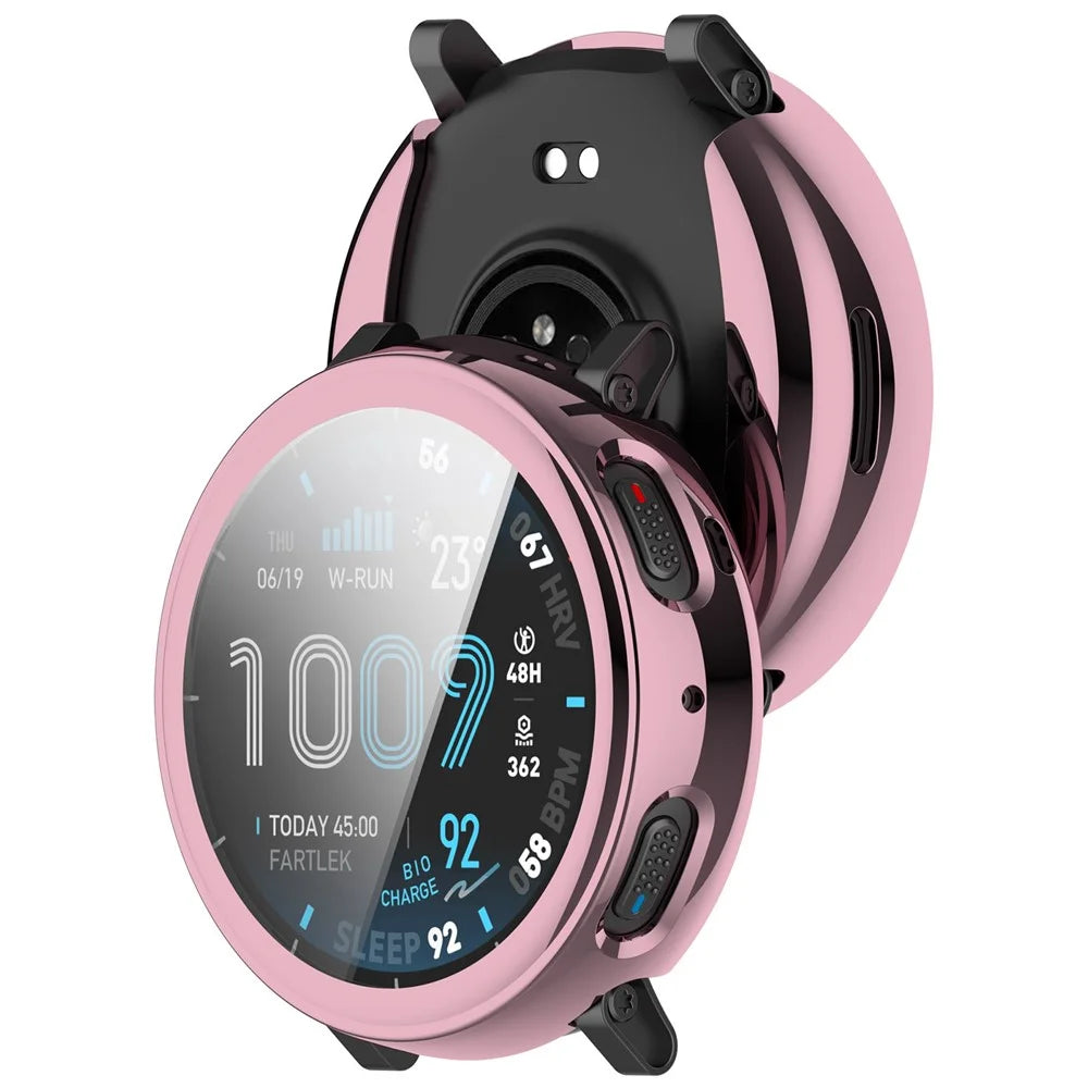 For Huami Amazfit Active Max Full Coverage TPU Watch Cover Electroplated Protective Case - Pink - 3