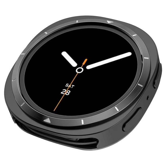 For Samsung Galaxy Watch8 44mm Metal Frame PC Protective Case Zinc Alloy Shell Cover with Scale Markings - Black  /  White - 3