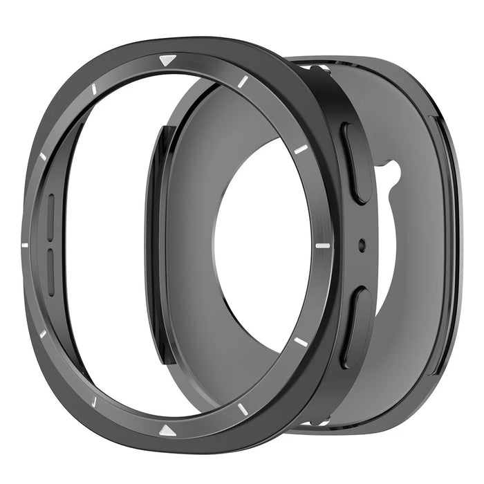 For Samsung Galaxy Watch8 44mm Metal Frame PC Protective Case Zinc Alloy Shell Cover with Scale Markings - Black  /  White - 6