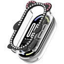 Watch Case For Xiaomi Smart Band 10 Ceramic  /  9 Ceramic  /  8  /  8 NFC Rhinestones Bear Design PC Zinc Alloy Semi-Enclosed Hollow Protective Cover - Transparent Black - 1